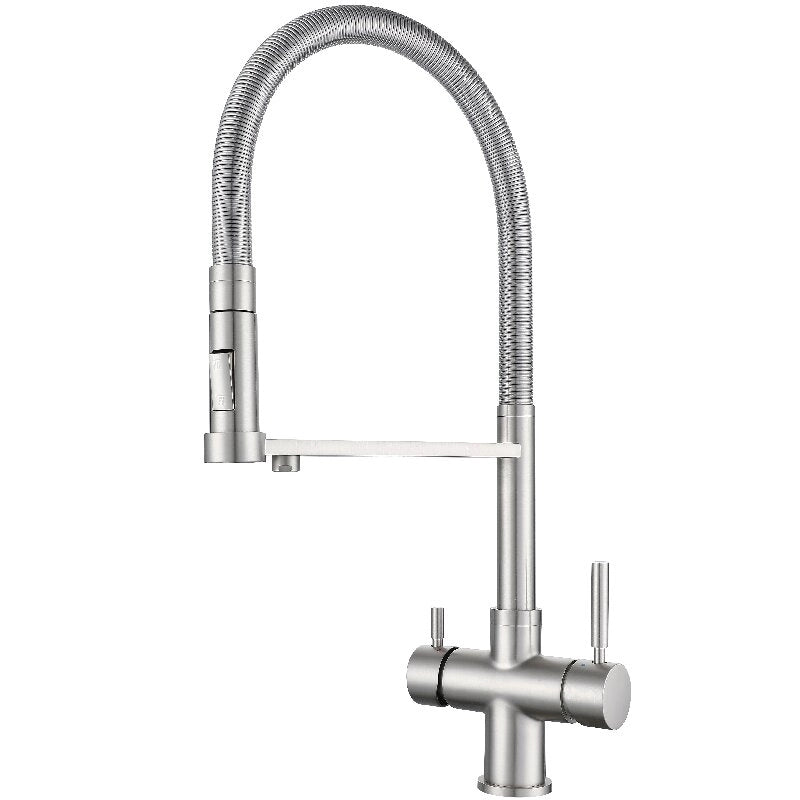 JUGRE 5-in-1 Pull-Out Kitchen Faucet | Brass | Chrome, Matte Black & Brushed