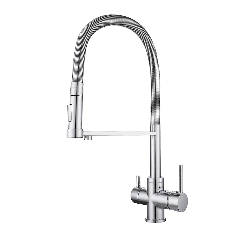 JUGRE 5-in-1 Pull-Out Kitchen Faucet | Brass | Chrome, Matte Black & Brushed