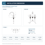Installation dimensions for JUGRE 3-piece widespread lavatory faucet