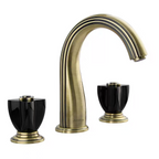 JUGRE widespread lavatory faucet in antique brass with black handles