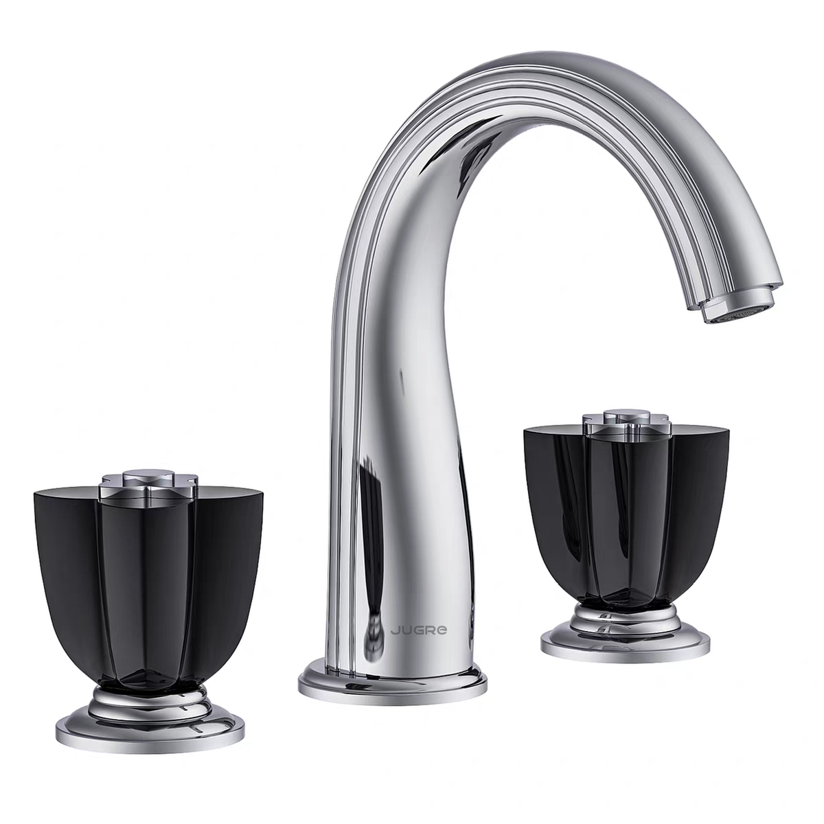 JUGRE widespread lavatory faucet in chrome with black handles