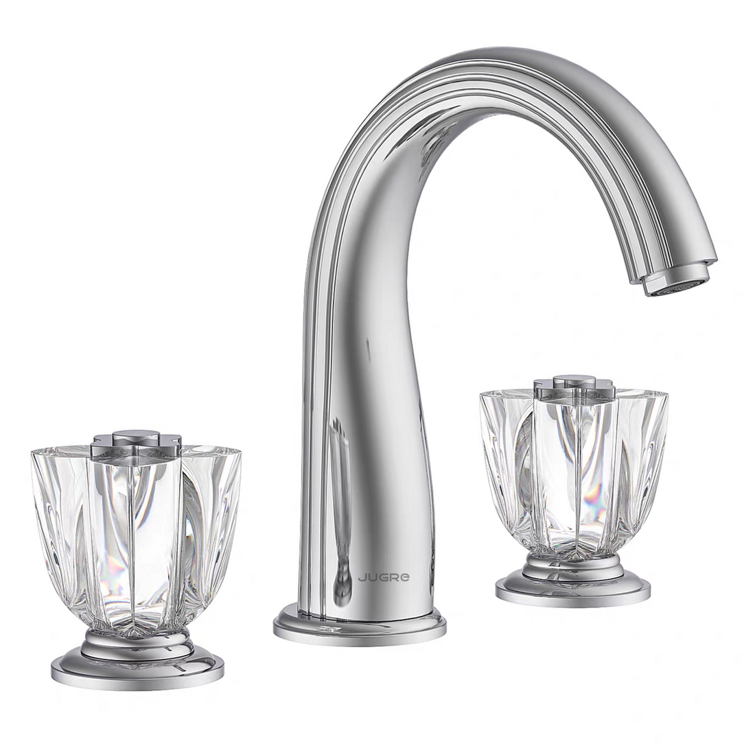 JUGRE 3-piece widespread lavatory faucet in chrome with clear handles