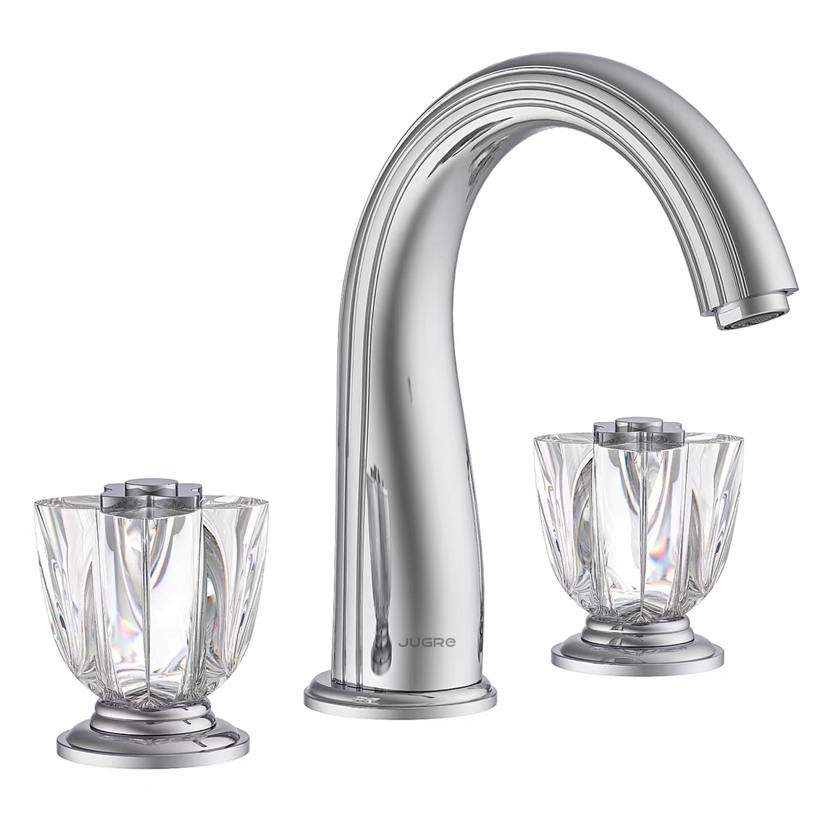 JUGRE 3-piece widespread lavatory faucet in chrome with clear handles