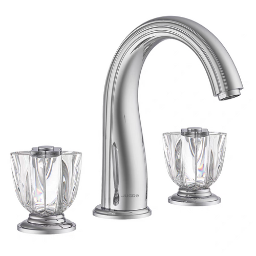 JUGRE 3-piece widespread lavatory faucet in chrome with clear handles