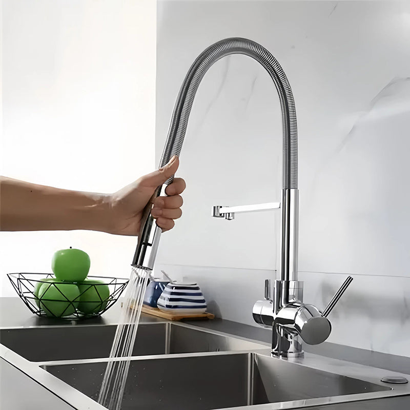 3 way pull out kitchen faucet with filtered water