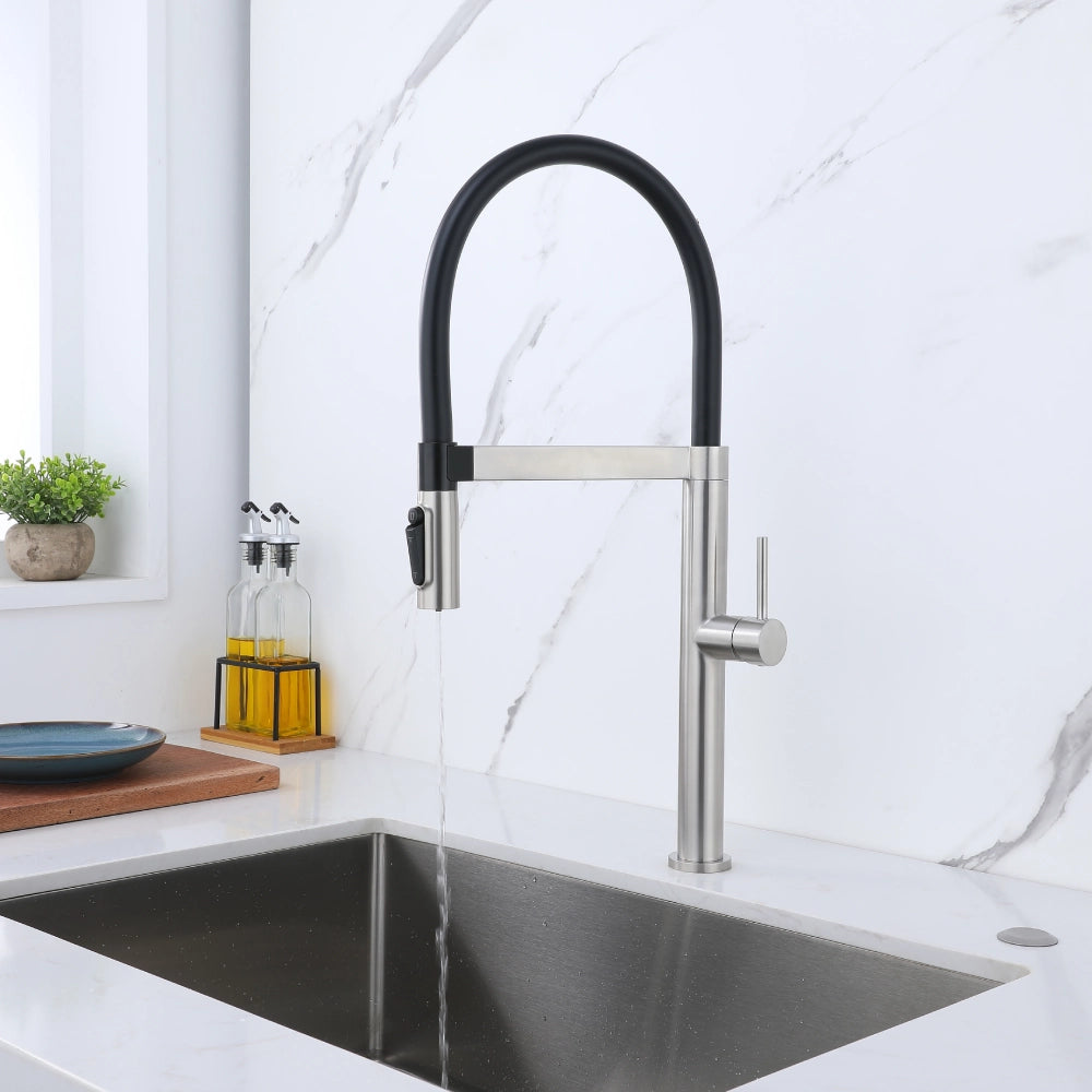 Stainless Steel Magnetic Docking Pull Out Sprayer 3-Way Mixer Tap-brushed